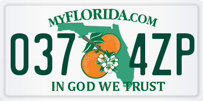 FL license plate 0374ZP