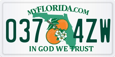 FL license plate 0374ZW