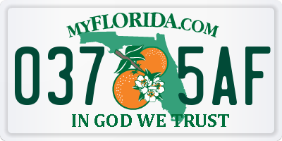 FL license plate 0375AF