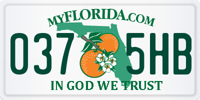 FL license plate 0375HB