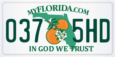 FL license plate 0375HD