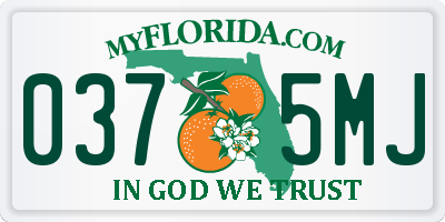 FL license plate 0375MJ