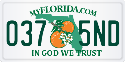 FL license plate 0375ND