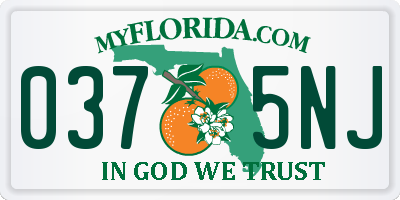 FL license plate 0375NJ