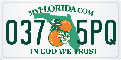 FL license plate 0375PQ