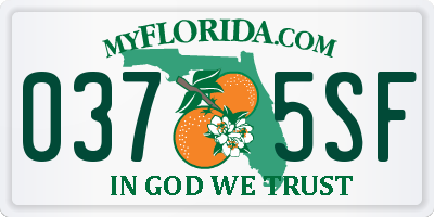 FL license plate 0375SF