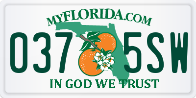 FL license plate 0375SW