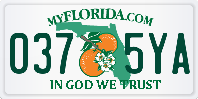 FL license plate 0375YA