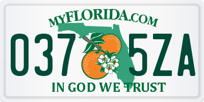FL license plate 0375ZA
