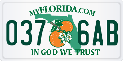 FL license plate 0376AB