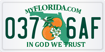 FL license plate 0376AF