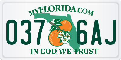 FL license plate 0376AJ
