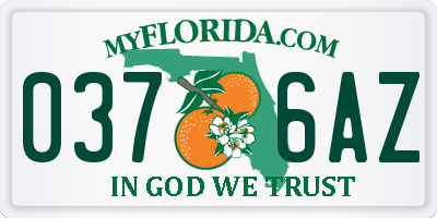 FL license plate 0376AZ
