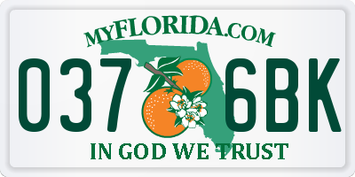 FL license plate 0376BK