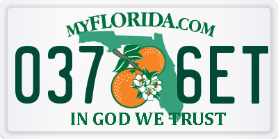FL license plate 0376ET