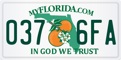 FL license plate 0376FA