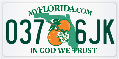 FL license plate 0376JK