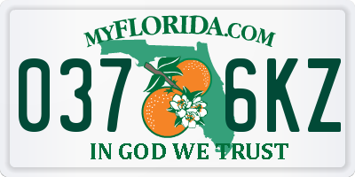 FL license plate 0376KZ