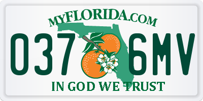 FL license plate 0376MV