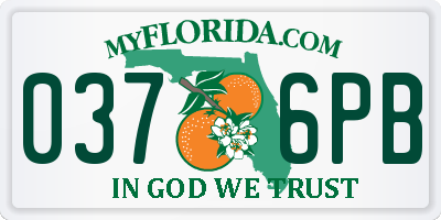 FL license plate 0376PB