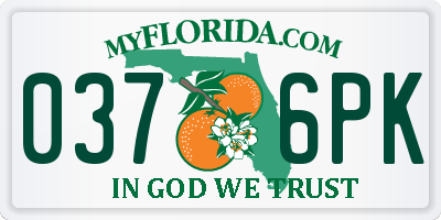 FL license plate 0376PK