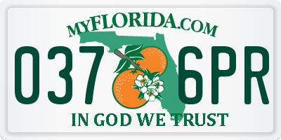 FL license plate 0376PR