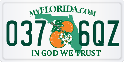 FL license plate 0376QZ