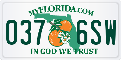 FL license plate 0376SW