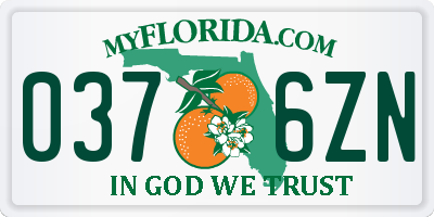 FL license plate 0376ZN