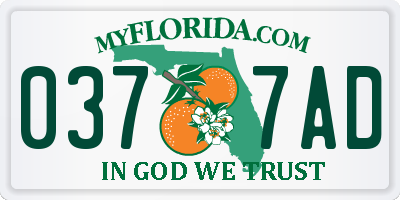FL license plate 0377AD