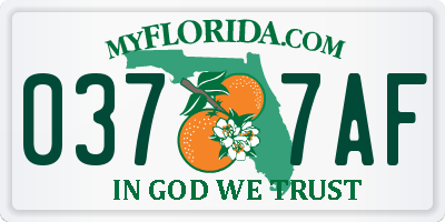 FL license plate 0377AF