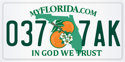 FL license plate 0377AK