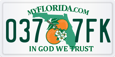 FL license plate 0377FK