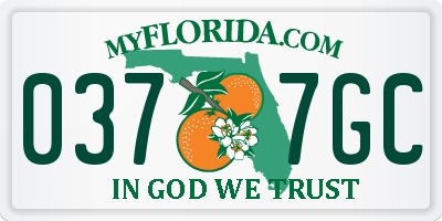 FL license plate 0377GC