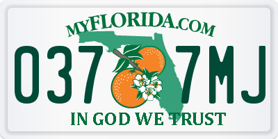 FL license plate 0377MJ