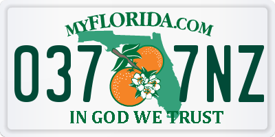 FL license plate 0377NZ