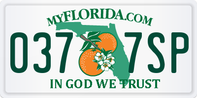 FL license plate 0377SP