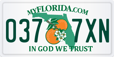 FL license plate 0377XN