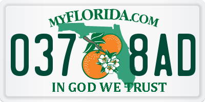 FL license plate 0378AD