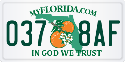 FL license plate 0378AF