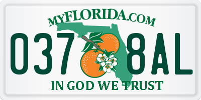 FL license plate 0378AL