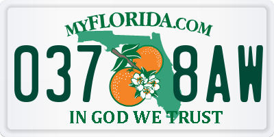 FL license plate 0378AW