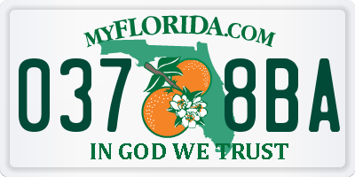 FL license plate 0378BA