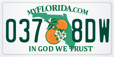 FL license plate 0378DW