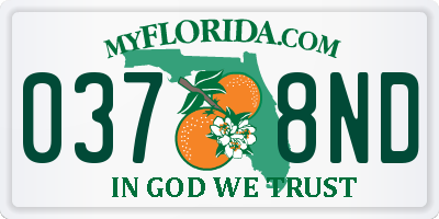 FL license plate 0378ND