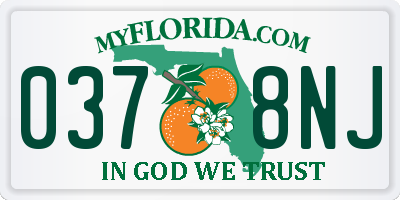 FL license plate 0378NJ
