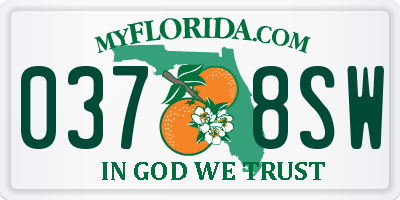 FL license plate 0378SW