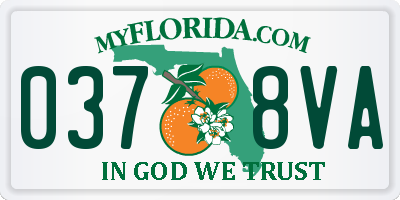 FL license plate 0378VA