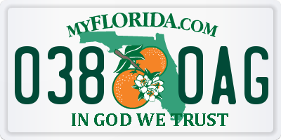 FL license plate 0380AG