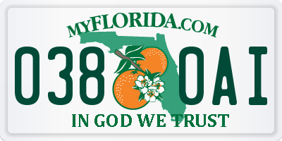 FL license plate 0380AI
